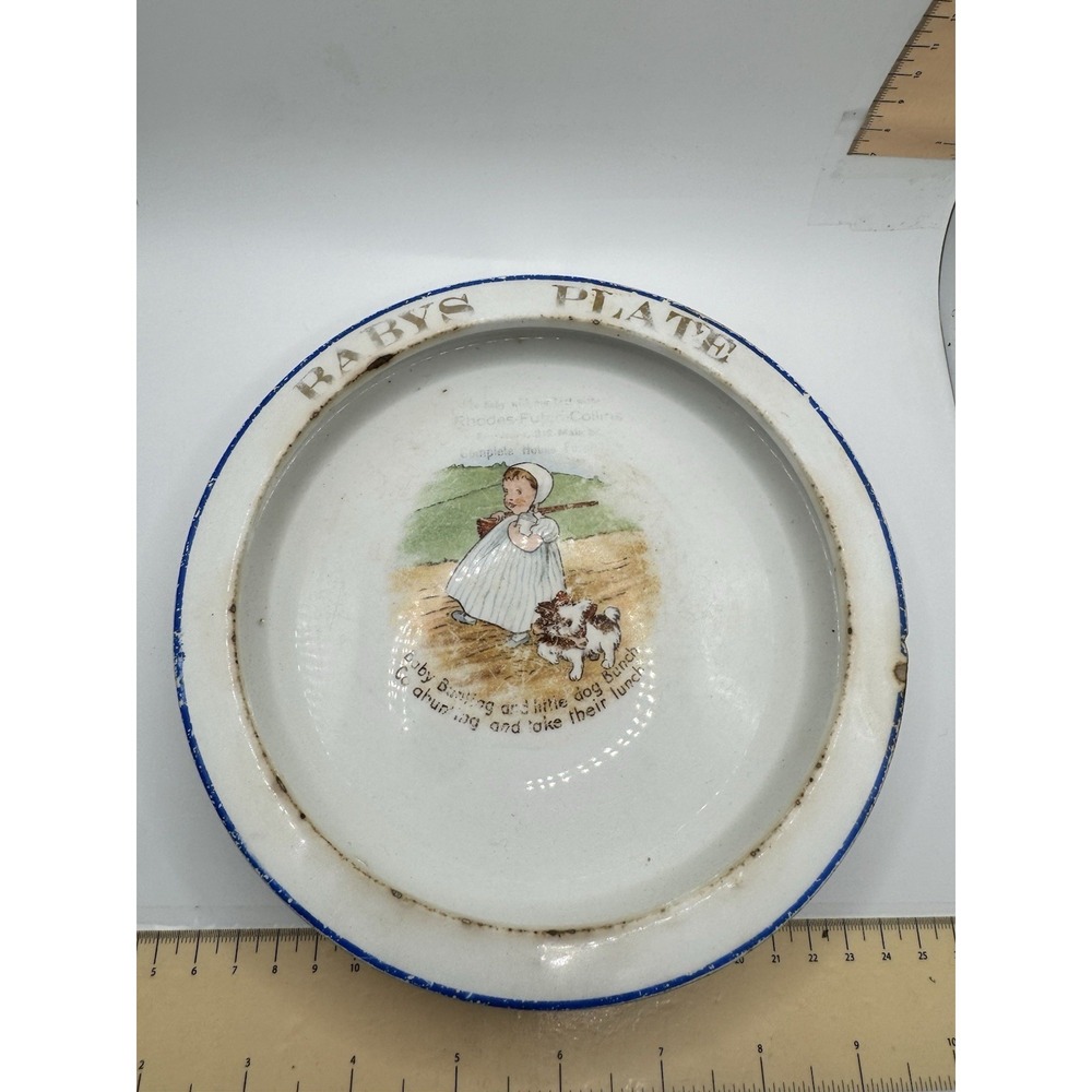 Antique Trenle China Co Baby Bunting Nursery Rhyme Advertising Plate 8 inch